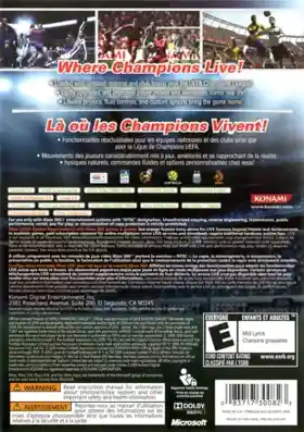 Pro Evolution Soccer 2010 (USA) box cover back